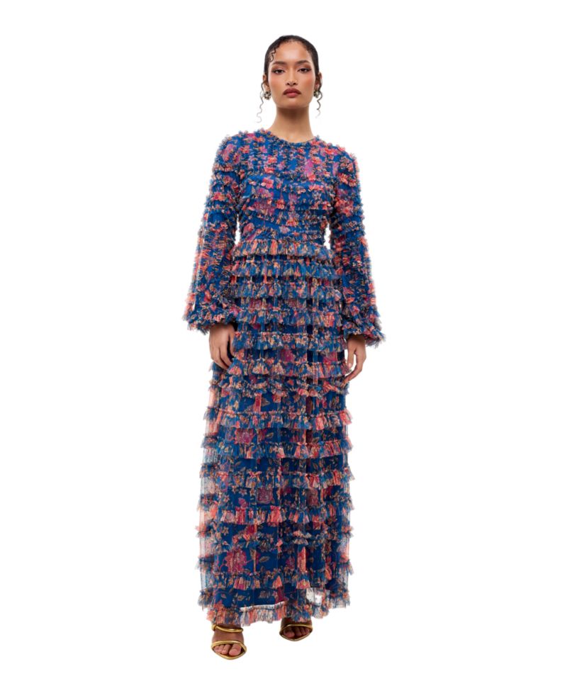 Women's Floral Long-Sleeve Maxi Dress