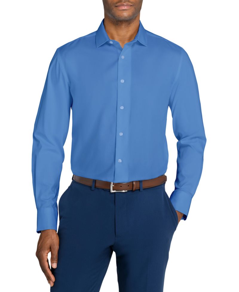 Men's Solid Hybrid Slim Fit Easy Care Long Sleeve Shirt