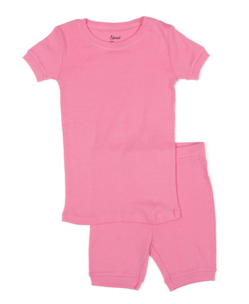Toddler Matching Family Two Piece Cotton Short Sleeve Shirt and Shorts Solid Color Pajamas 2T-5T
