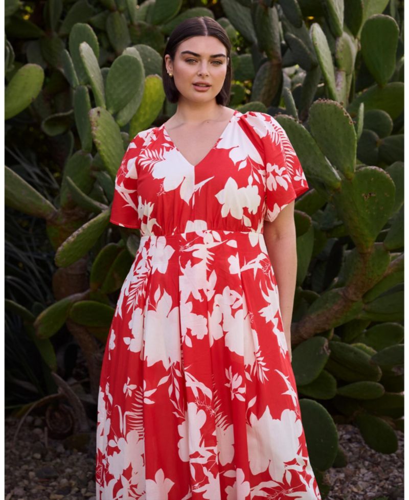 Plus size Solstice Floral Pleated Empire-Waist Maxi Dress