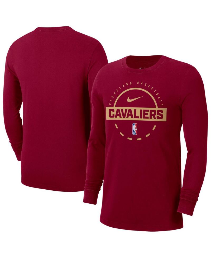 Men's Wine Cleveland Cavaliers Authentic Long Sleeve Practice T-Shirt