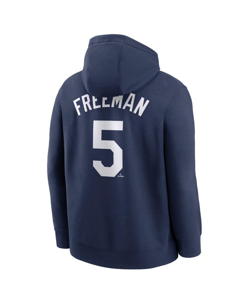 Men's Freddie Freeman Navy Los Angeles Dodgers Player Name & Number Club Pullover Hoodie