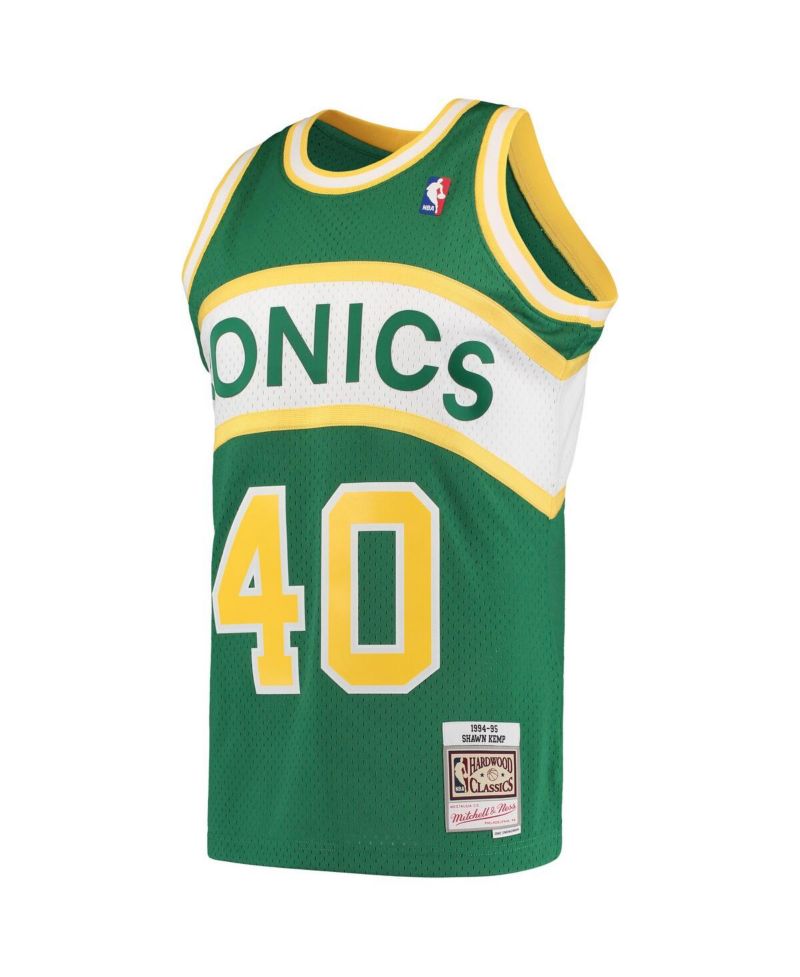 Men's Shawn Kemp Green Seattle SuperSonics 1994/95 Hardwood Classics Swingman Jersey