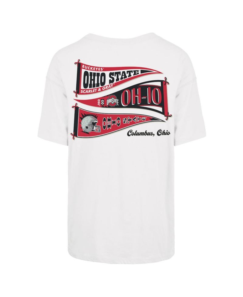 Women's White Ohio State Buckeyes Pennant Sadie T-Shirt
