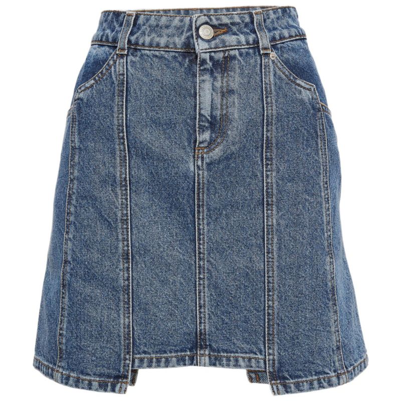 Women's Blue Embroidered Denim Mini Skirt