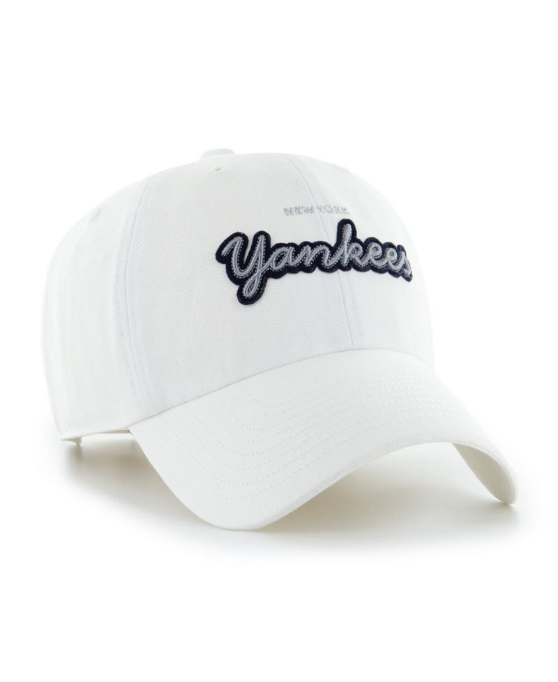 Women's '47 White New York Yankees Trendy Script Clean Up Adjustable Hat