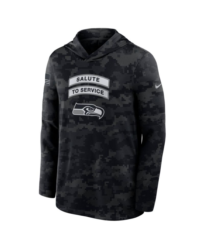 Men's Black Seattle Seahawks 2026 Salute to Service Sideline Lightweight Hooded Pullover