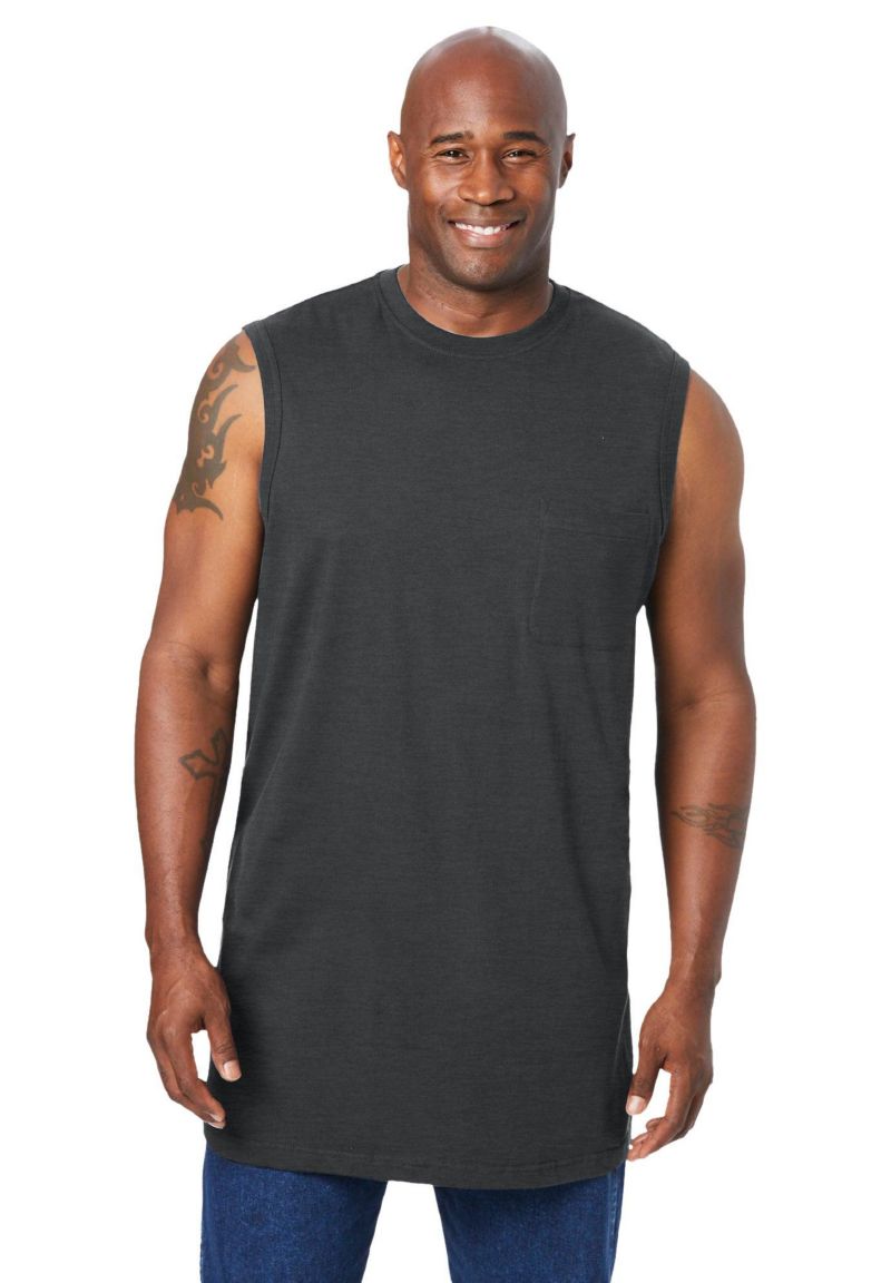 Men's Shrink-Less Longer-Length Lightweight Muscle Pocket Tee