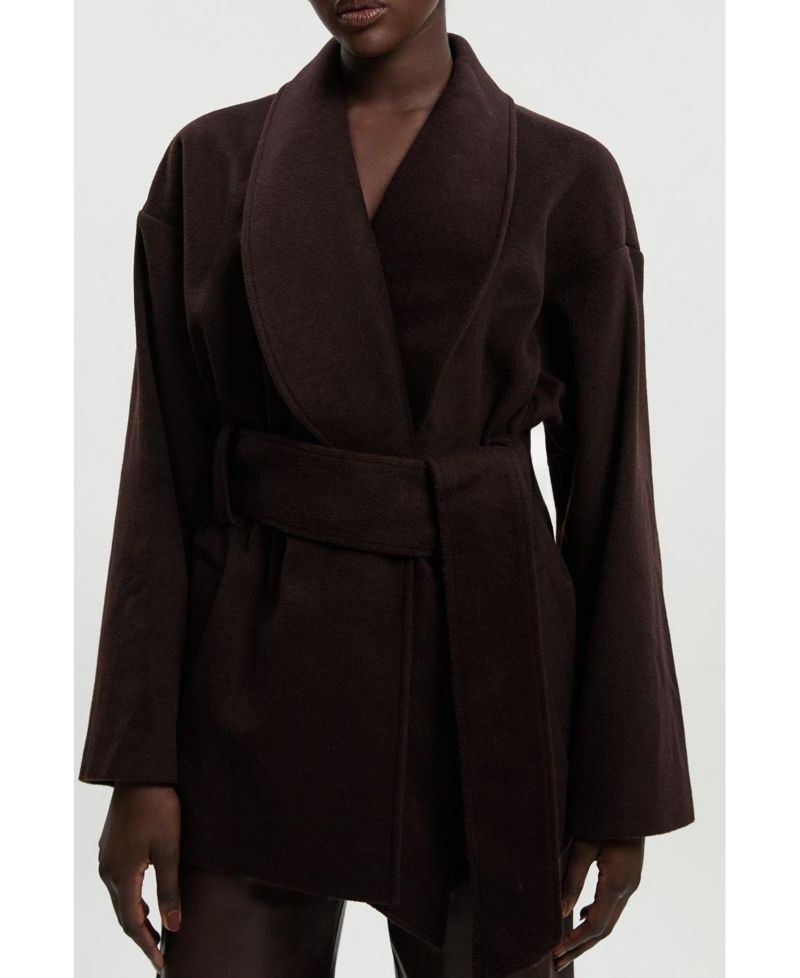 Women's Brushed Wool Wrap Short Coat