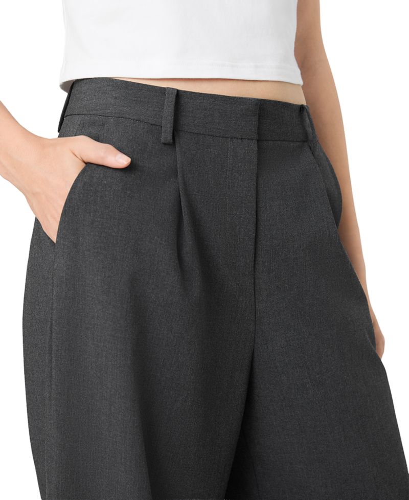 Women's Tavi Crosshatch Suiting Pleated Wide-Leg Trousers