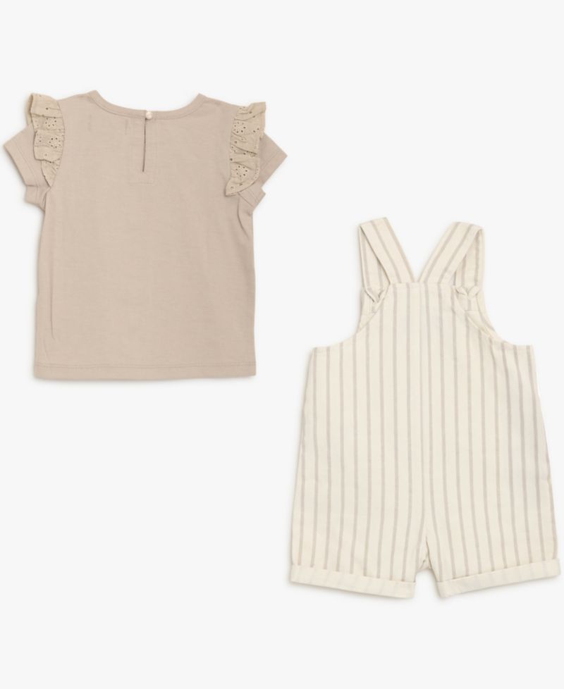 Baby Girls' Short-Sleeve T-Shirt and Overall, 2-Piece Set