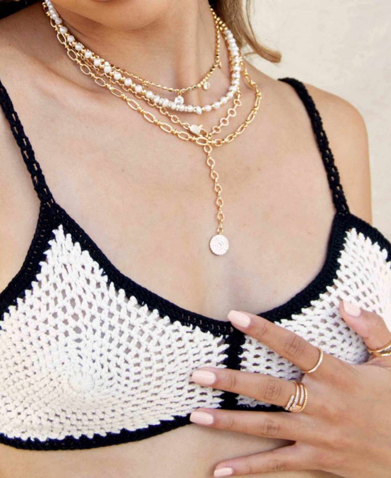 Beaded Freshwater Pearl Chain Necklace Set