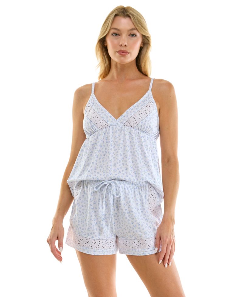 Women's V-Neck Cami Top and Shorts, 2-Piece Set