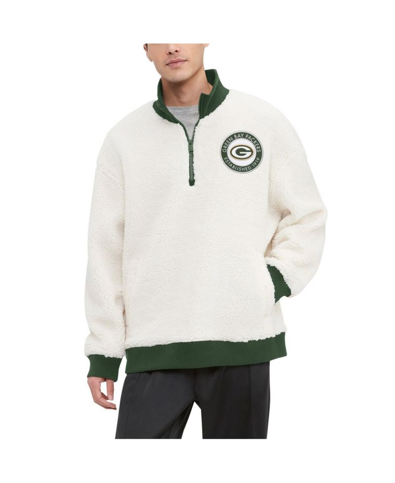 Men's Cream Green Bay Packers Jordan Sherpa Quarter-Zip Sweatshirt