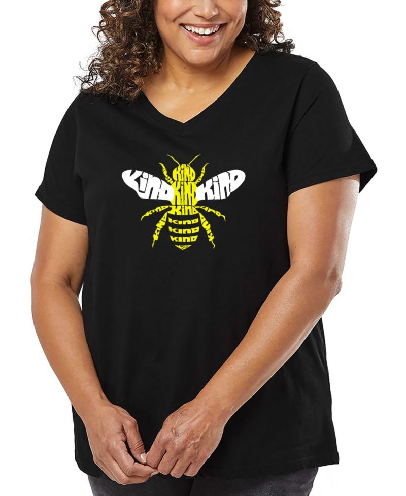 Plus Size Bee Kind Word Art V-Neck T-Shirt