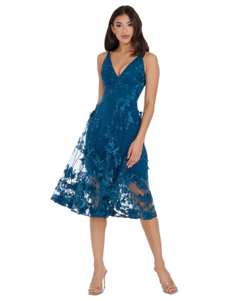 Women's Audrey Floral Applique Lace Mini Dress