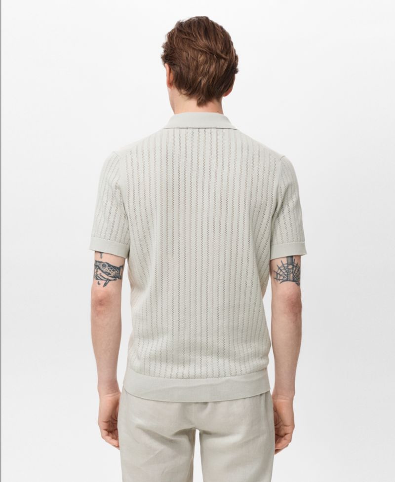 Men's Openwork Detail Cotton Shirt