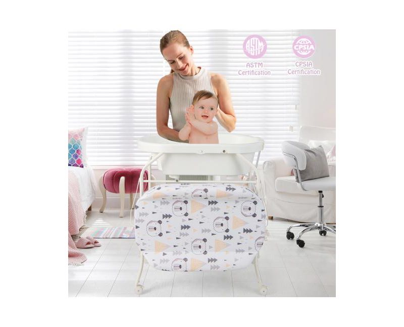 Portable Baby Changing Table with Storage Basket and Shelves