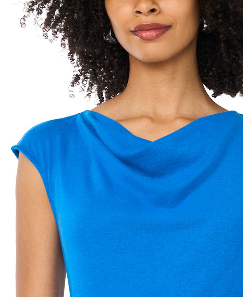 Women's Draped Tie Front Cowl Neck Sleeveless Top