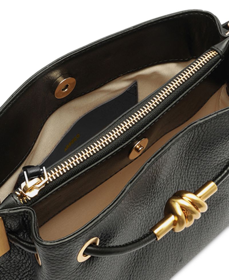 Daphne Small Gold-Tone Knot and Eyelets Crossbody Handbag