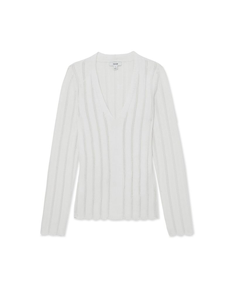 Women's Loui Open-Stitch V-Neck Jumper