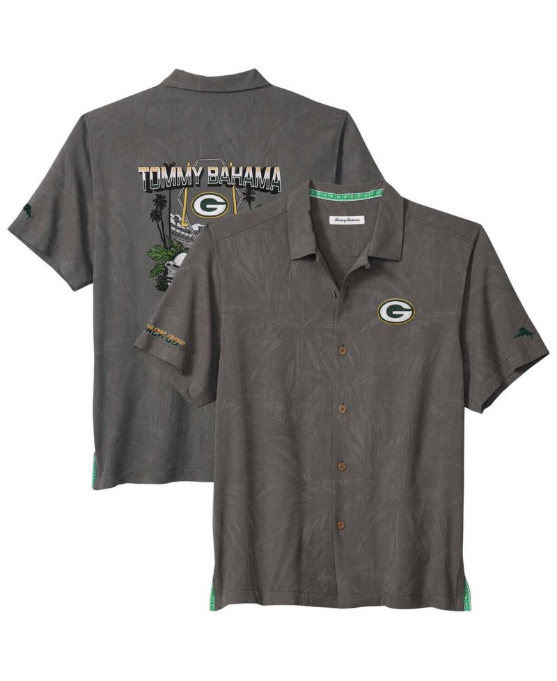 Men's Gray Green Bay Packers Endzone Paradise COOLMAX Button-Up Shirt