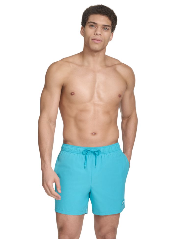 Men's Core Euro Regular-Fit Quick-Dry 5" Swim Trunks with Compression Short Liner