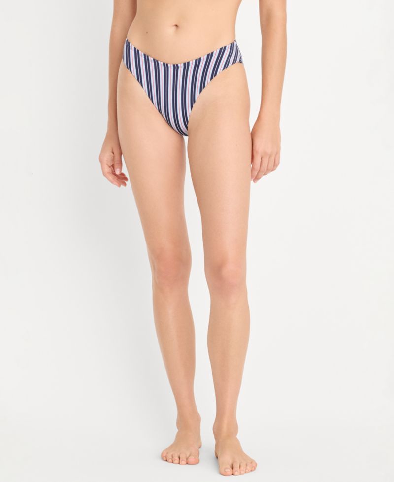 Women's Stripe Matte Swim Bikini Bottoms