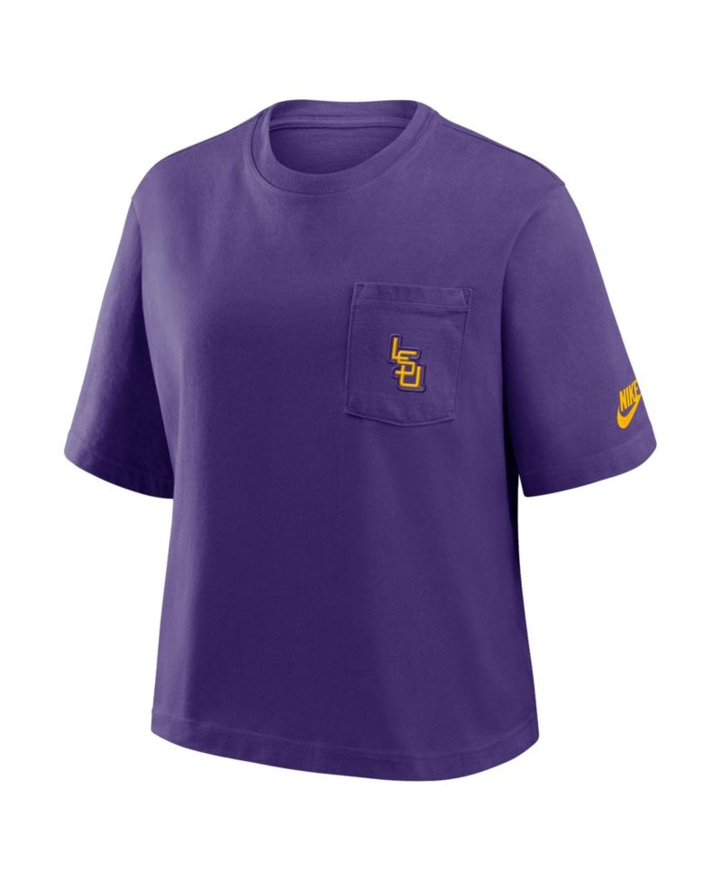 Women's Purple LSU Tigers Legacy Pocket Boxy T-Shirt