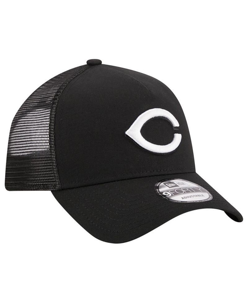 Men's Black Cincinnati Reds A-Frame 9FORTY Trucker Adjustable Hat