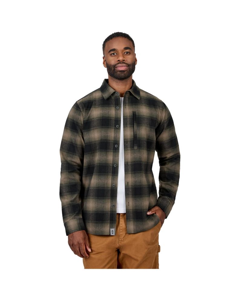 Men's Easywear Flannel Plaid Long-Sleeve Shirt