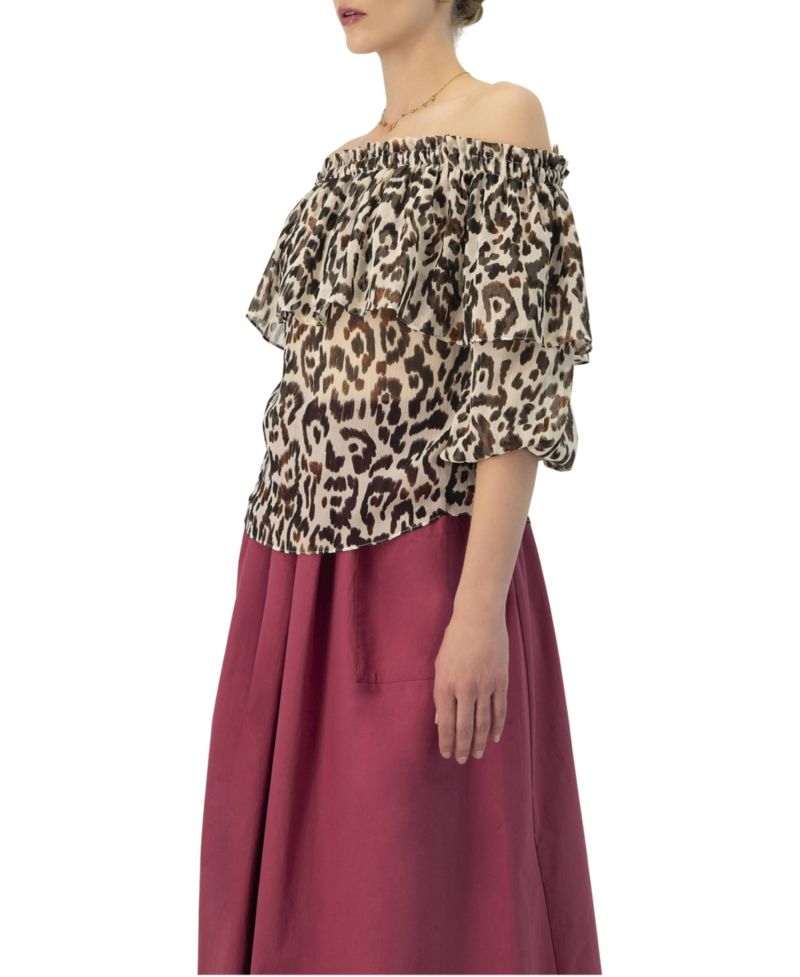 Women's Bardot Animal Print Blouse