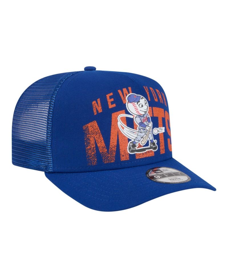 Big Boys and Girls Royal New York Mets Logo Fade A-Frame 9FIFTY Snapback Hat