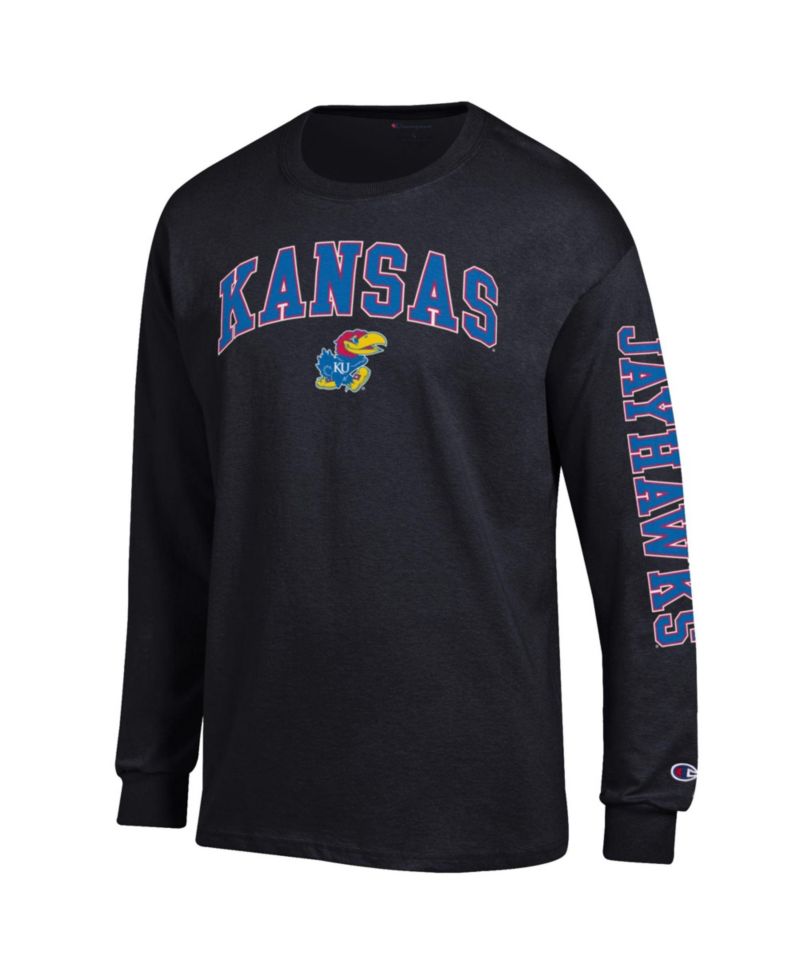 Men's Royal Kansas Jayhawks Arch Over Logo 2-Hit Long Sleeve T-Shirt
