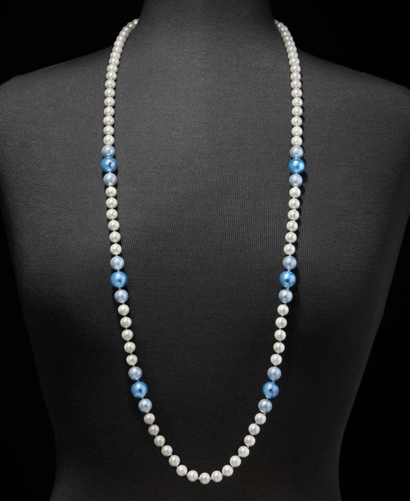 Imitation Pearl Strand Necklace, 40" + 2" extender