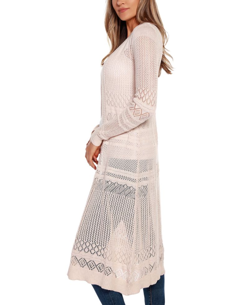 Women's Pointelle-Stitch Duster Cardigan Sweater