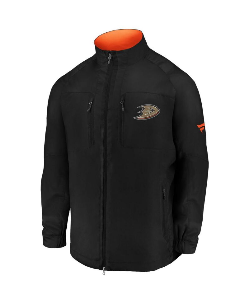 Men's Black Anaheim Ducks Authentic Pro Locker Room Rink Raglan Full-Zip Jacket