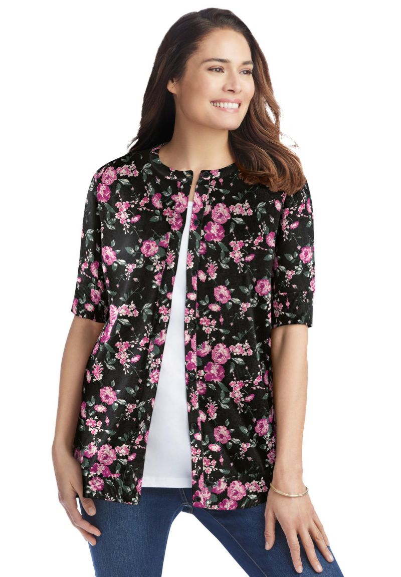Plus Size Within Perfect Elbow Length Sleeve Cardigan Sweater