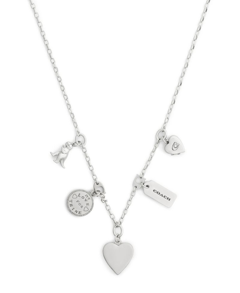 Silver Heritage Charm Bib Necklace