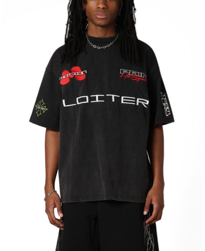 Men's Racing Oversized Graphic Faded-Wash T-Shirt