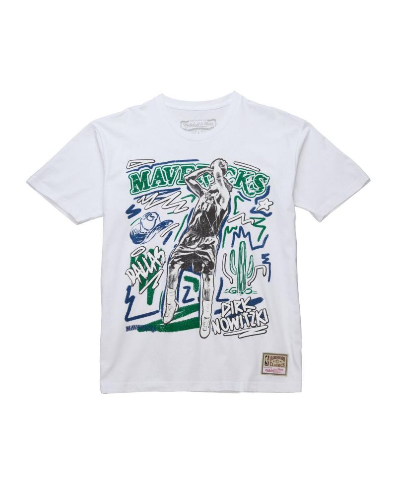 Men's Dirk Nowitzki White Dallas Mavericks Hardwood Classics Chalked Up T-Shirt