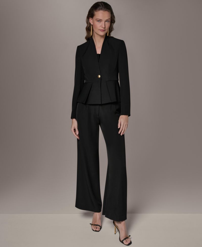 Petite Collarless One Button Blazer