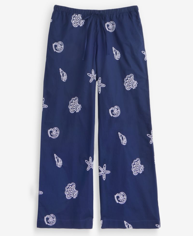 Women's Shoreline Embroidered Cotton Pull-On Pants