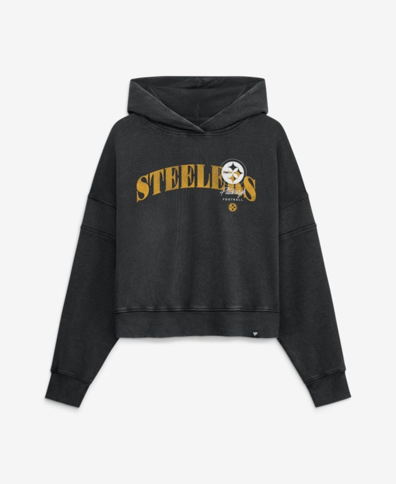 Women's Pittsburgh Steelers Counter Run Cropped Oversized-Fit Pullover Hoodie
