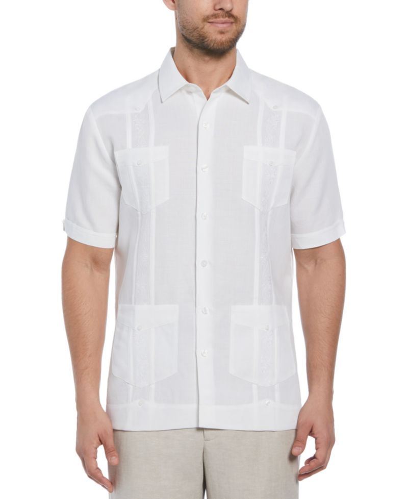 Short-Sleeve Embroidered Guayabera Shirt