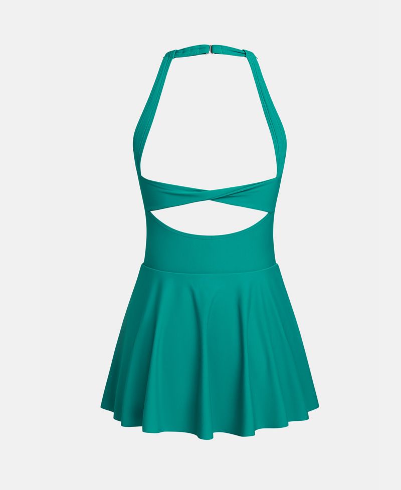 Women's Scoop Neck Open Back One Piece Swimdress