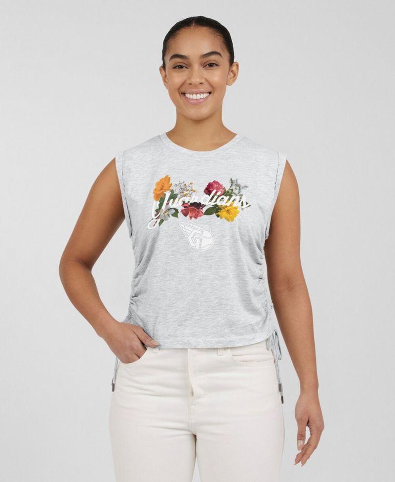 Women's WEAR by Erin Andrews Heather Gray Cleveland Guardians Cinched Tank Top
