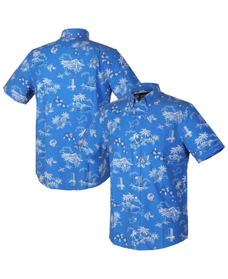 Men's Blue Detroit Lions Throwback Kekai Performance Button-Down Shirt