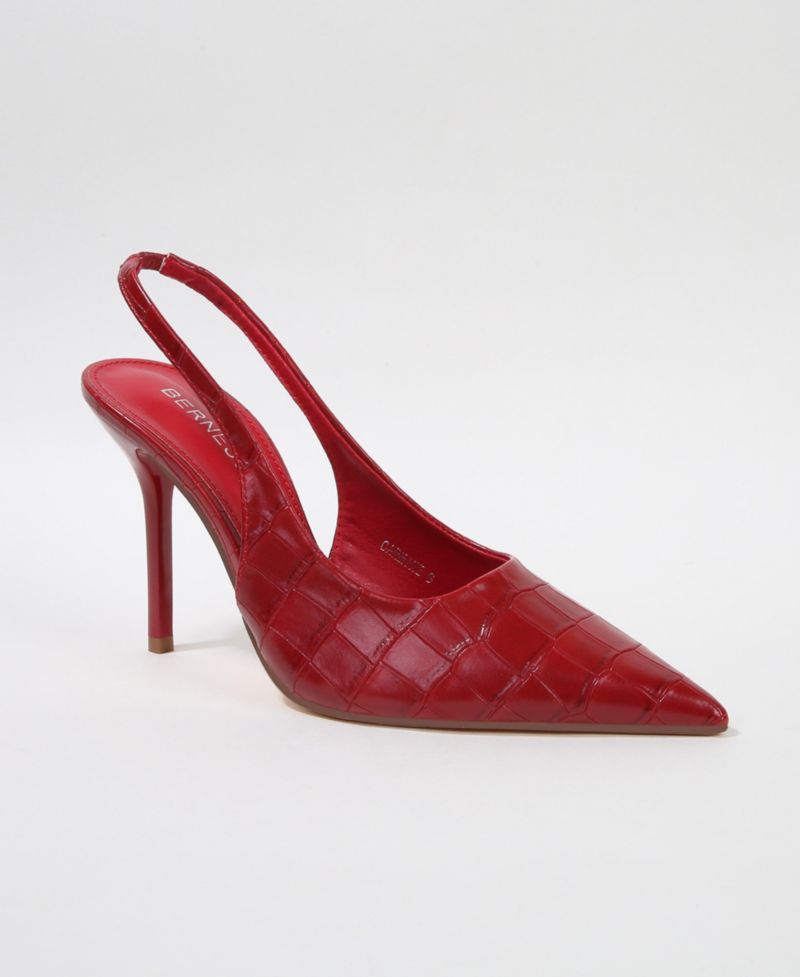 Carmine Croco-Embossed Slingback Stiletto Pumps