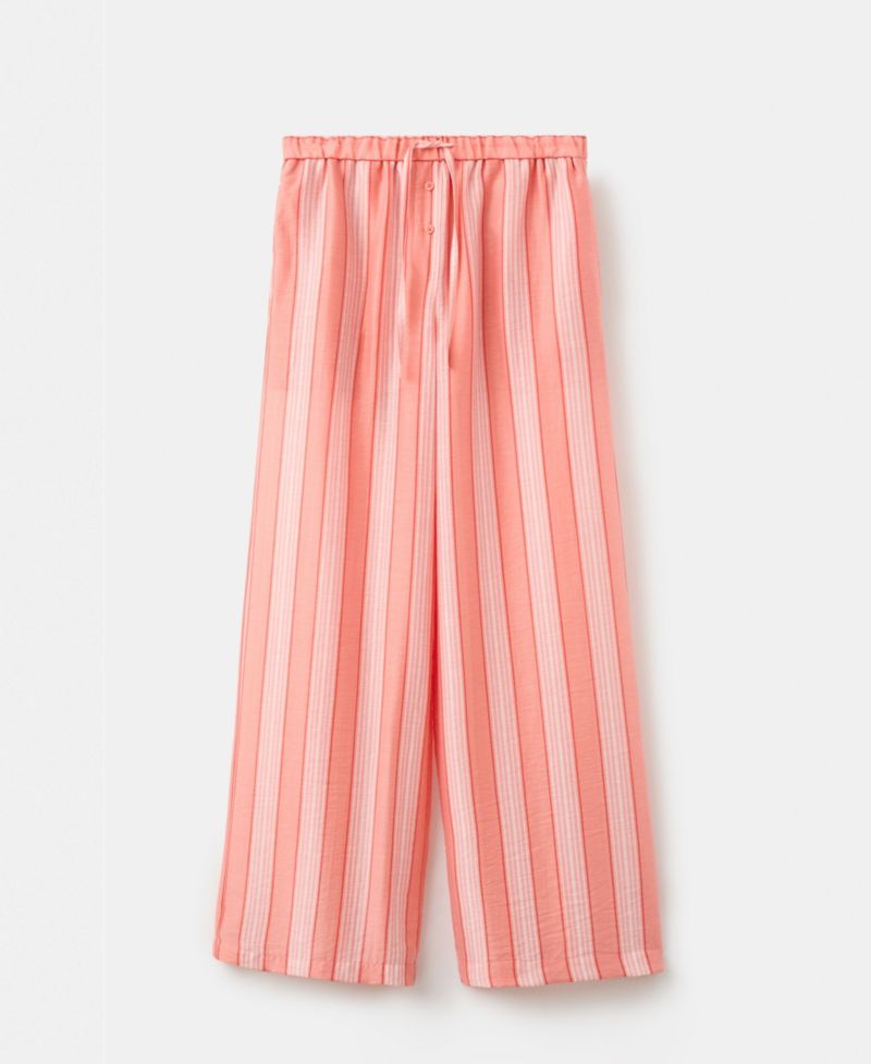 Women's Straight Striped Linen-Lyocell-Blend Pants